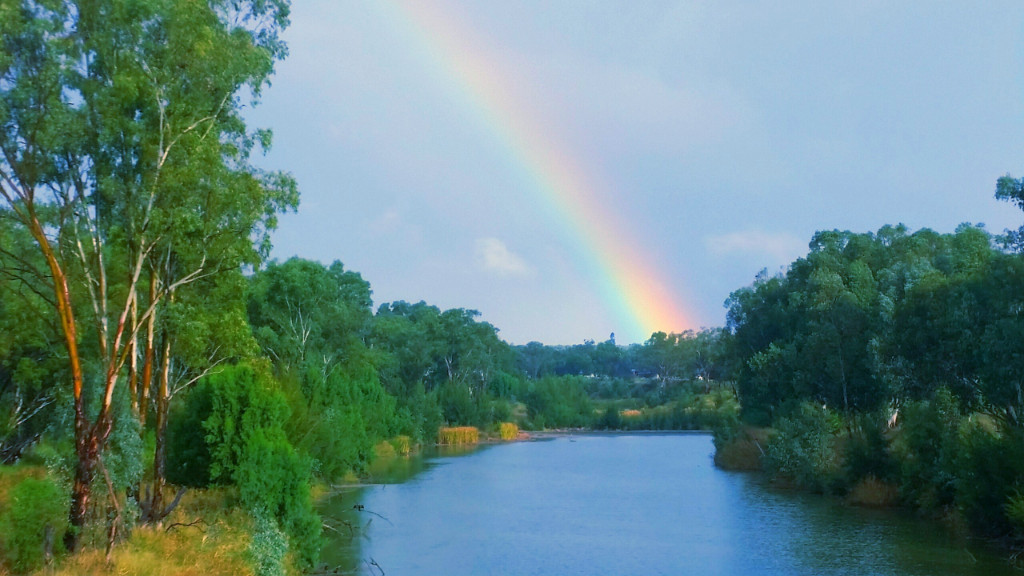 rainbow on river